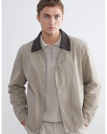 Jacheta regular fit cu guler clasic, Maro inchis/Grej