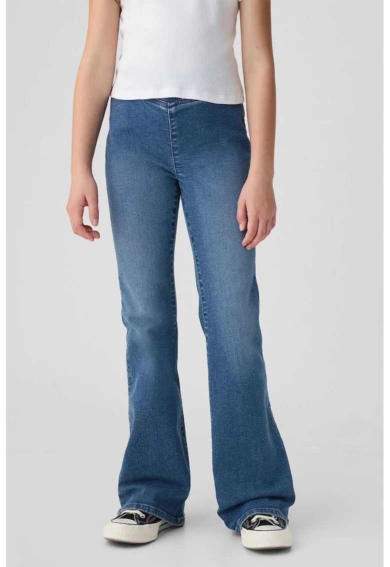 Jeggings evazati cu aspect decolorat, Albastru