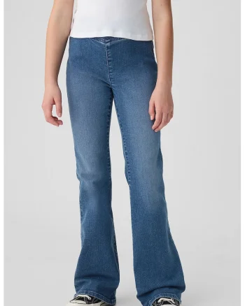 Jeggings evazati cu aspect decolorat, Albastru