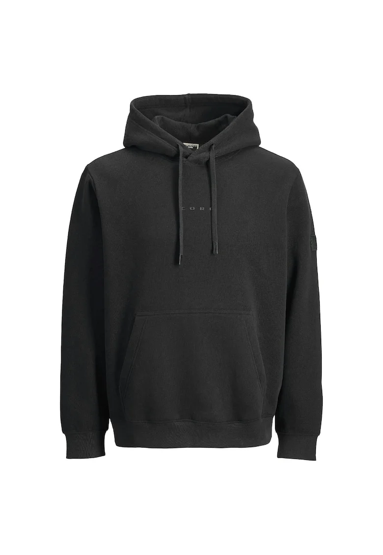Hanorac JACK &JONES Point Badge Hood Bf 52833, Negru