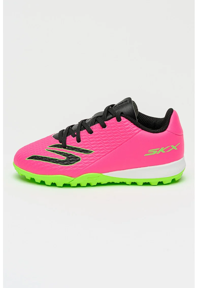 Pantofi SKX 2 Jr cu logo pentru fotbal, Negru/Fucsia/Verde neon