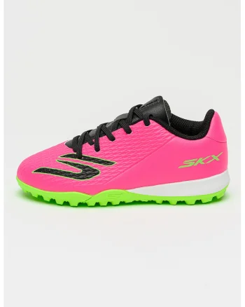 Pantofi SKX 2 Jr cu logo pentru fotbal, Negru/Fucsia/Verde neon