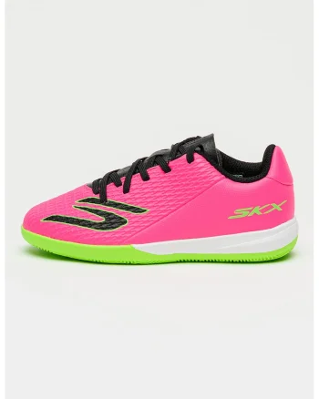 Pantofi cu logo pentru fotbal SKX 2 Club, Negru/Fucsia/Verde neon