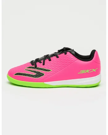 Ghete usoare cu detalii contrastante pentru fotbal 2 Jr Youth, Negru/Fucsia/Verde neon
