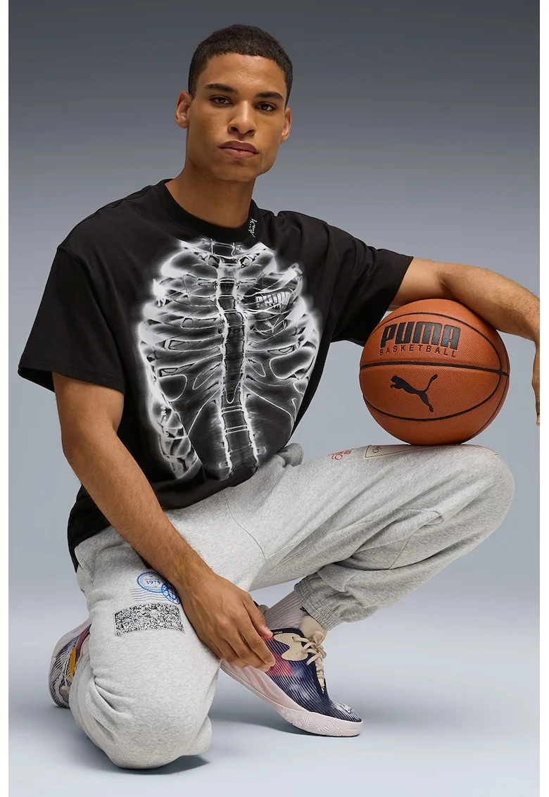 Tricou cu imprimeu pentru baschet Hooptopia Hoopray Vision, Negru/Alb optic