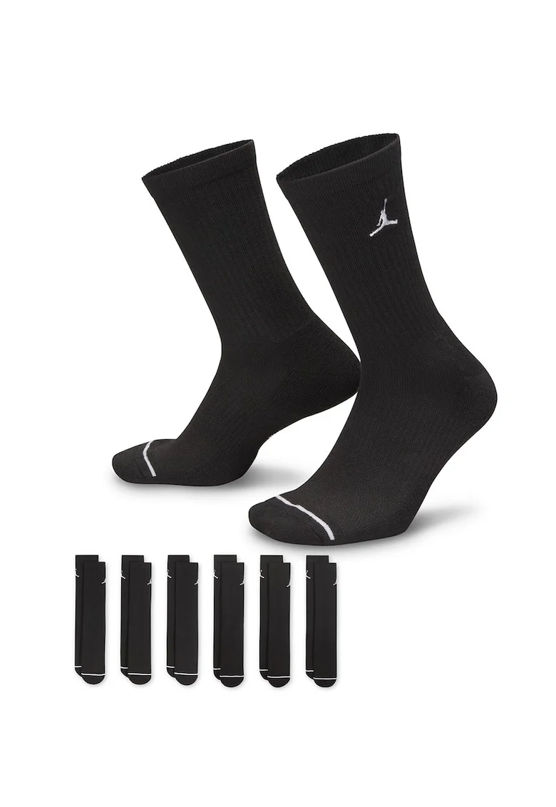 Set de sosete lungi unisex cu logo, pentru baschet - 6 perechi, Negru
