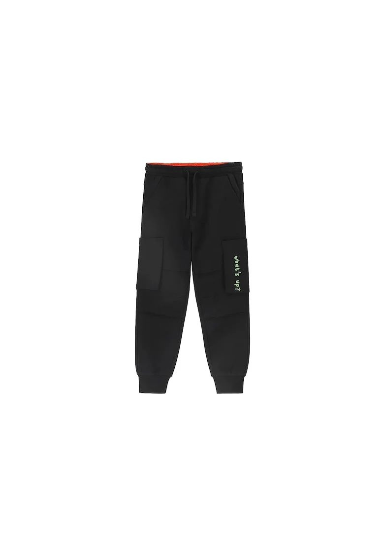 Pantaloni sport copii,  negru, bumbac