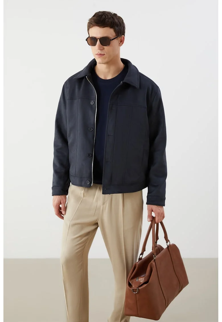 Jacheta relaxed fit cu captuseala din plus, Albastru ultramarin