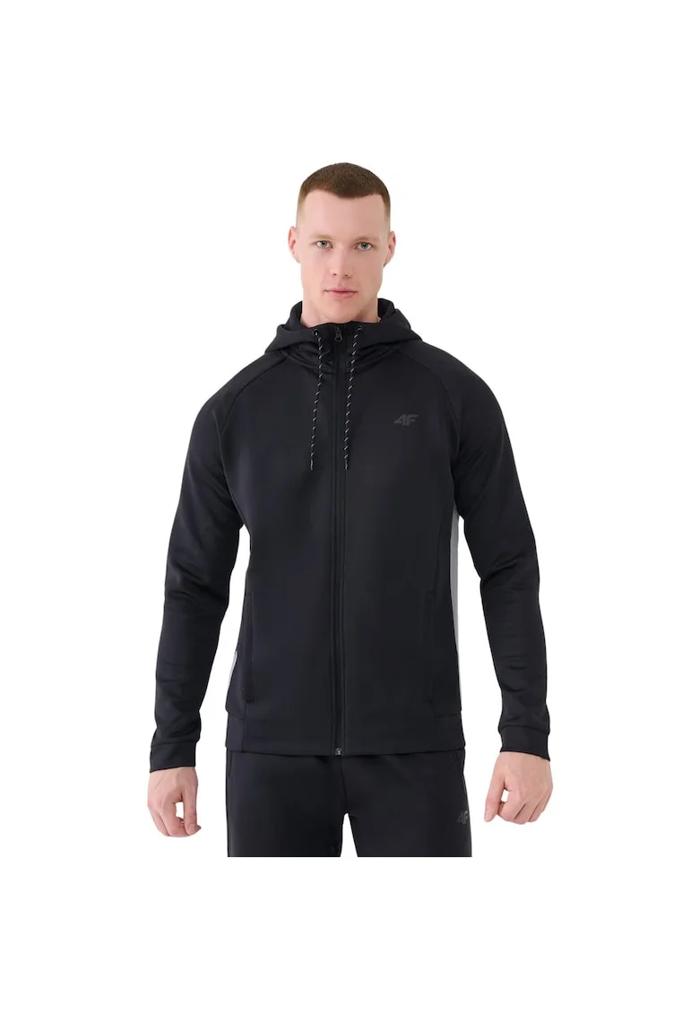 Hanorac sport barbati  M513, negru intens, material elastic, cu gluga