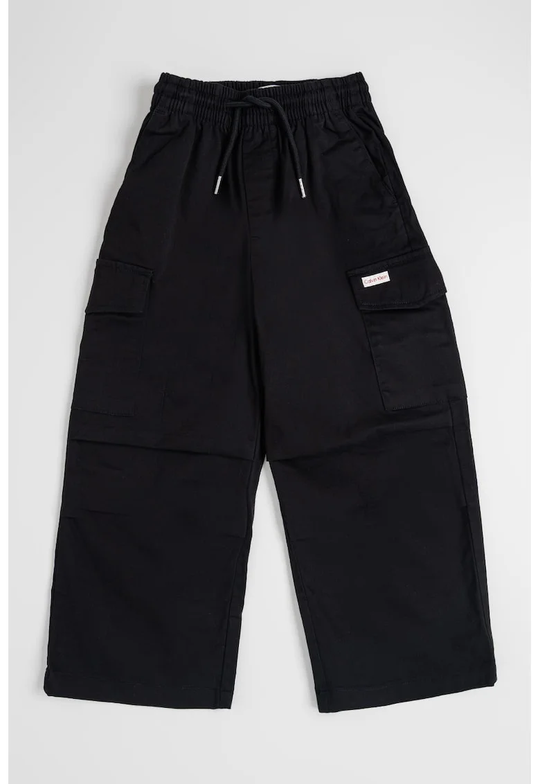 Pantaloni cargo cu croiala dreapta, Negru
