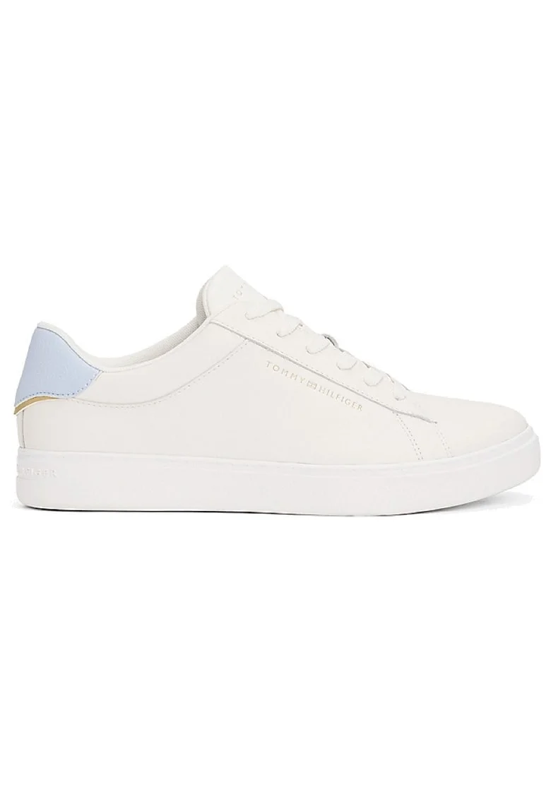 Pantofi sport din piele cu garnituri contrastante, Alb