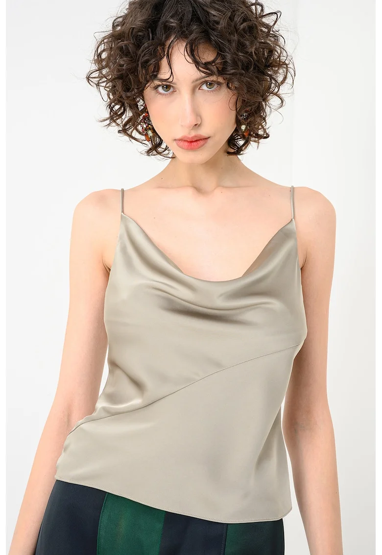 Top cu aspect de satin Eliseo, Verde pal