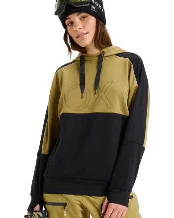 Hanorac cu slituri pentru degetele mari pentru ski Liberty, Negru/Galben mustar