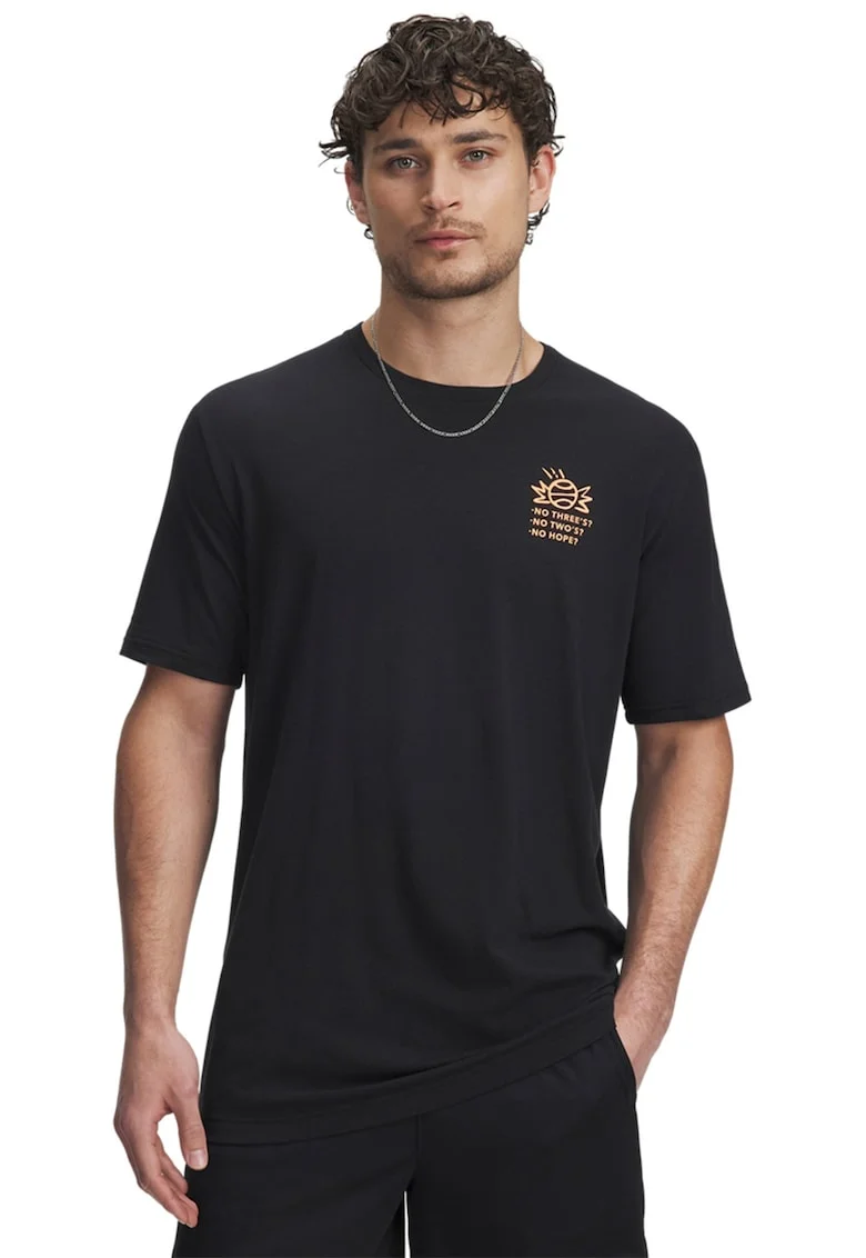 Tricou din amestec de bumbac cu imprimeu pentru baschet, Negru