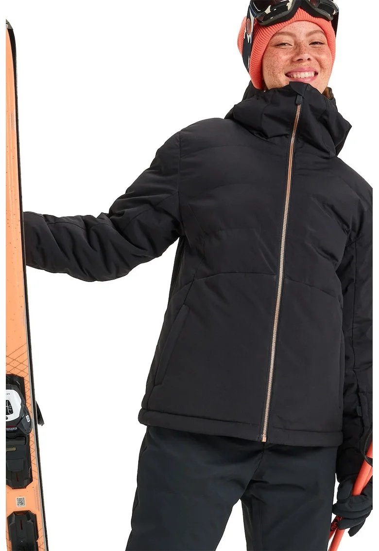 Geaca cu fermoar si model uni pentru ski Snowyhill Puffy, Negru