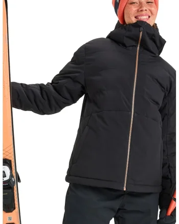 Geaca cu fermoar si model uni pentru ski Snowyhill Puffy, Negru