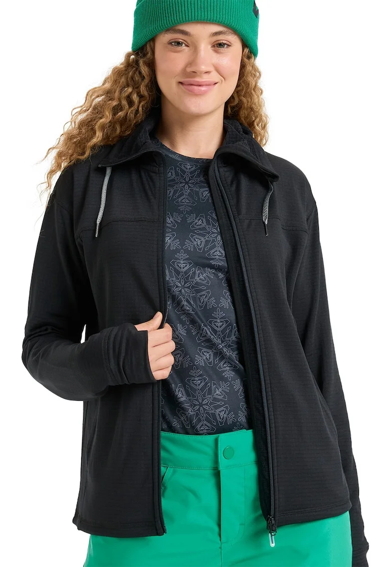 Bluza cu fermoar si buzunare pentru ski Vertere, Negru