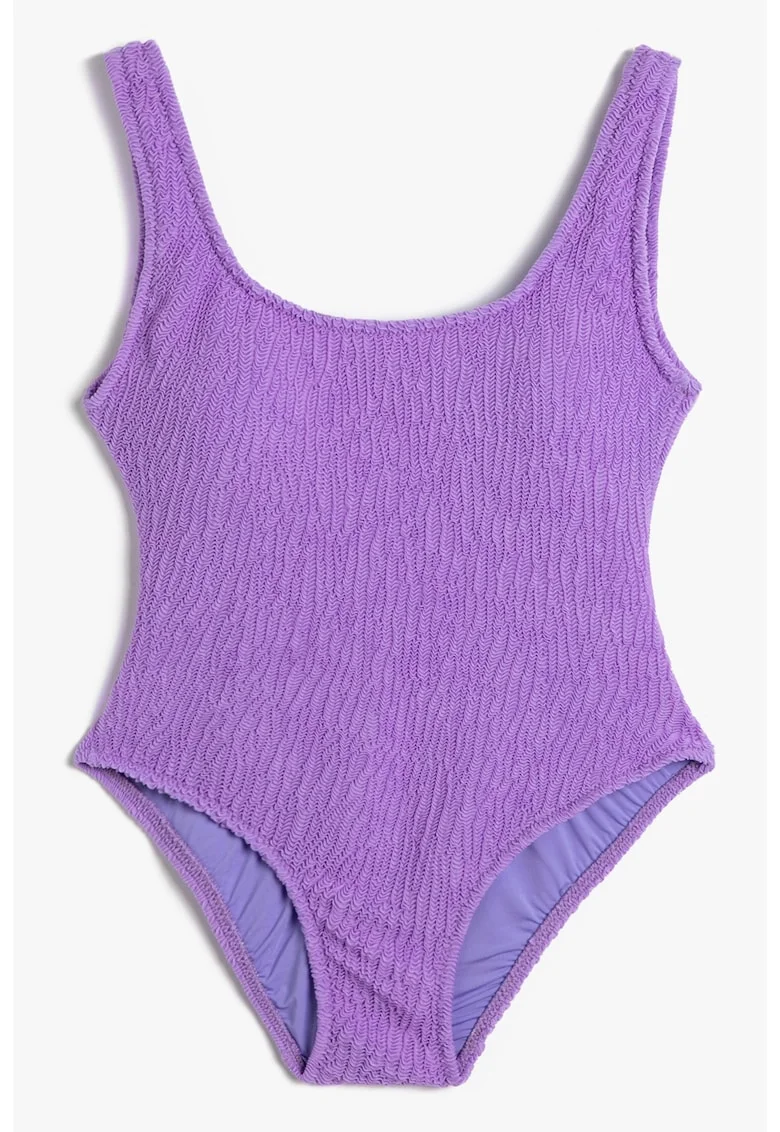 Costum de baie intreg cu decolteu in U pe partea din spate, Violet