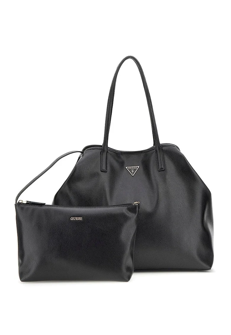 Set de geanta shopper de piele ecologica si etui Mietta, Negru