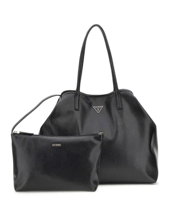 Set de geanta shopper de piele ecologica si etui Mietta, Negru