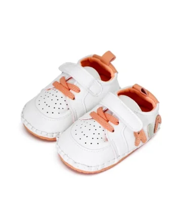 Pantofi Sport  Casual, Piele ecologica, Baieti, Fete, Siret, Velcro, Alb, Portocaliu