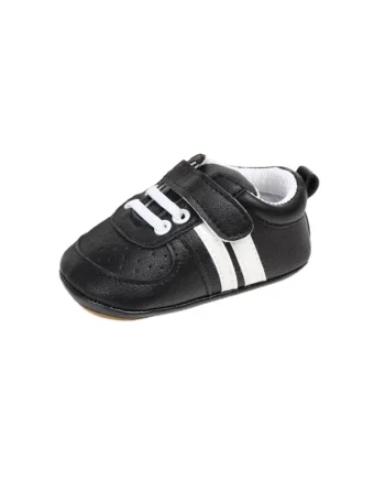 Pantofi Sport  Cu Dungi Albe, Piele ecologica, Baieti/ Fete, Negru