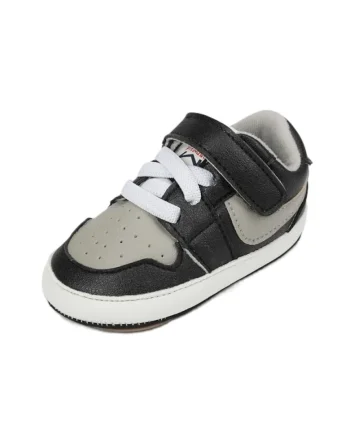 Pantofi Sport  Model Smart, Piele ecologica, Baieti, Siret, Velcro, Negru/Gri