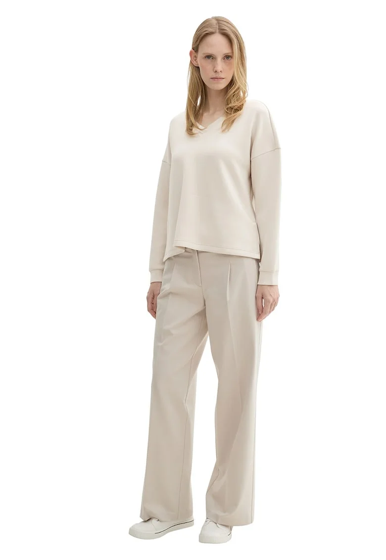 Bluza de trening cu decolteu in V, Bej deschis