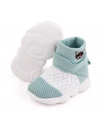 Pantofi Sport  Tip Adidas, Model Ursulet, Textil, Alb, Vernil,