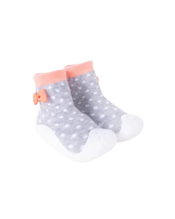 Botosei  Pentru Copii Cu Talpa Antiderapanta - Dots si Floricica, Gri
