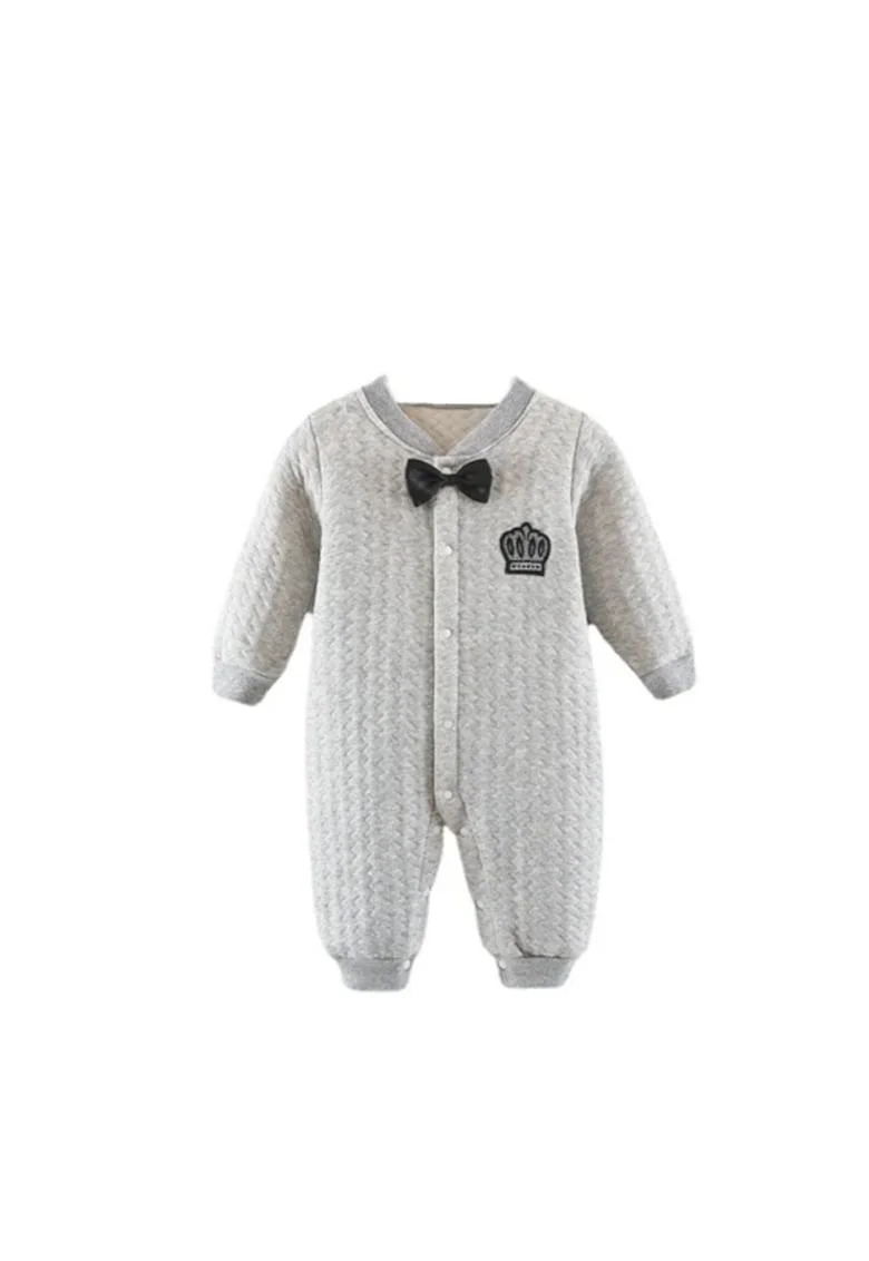 Salopeta  Cu Papion, Uni, Elegant, Baieti, Maneca lunga, Gri