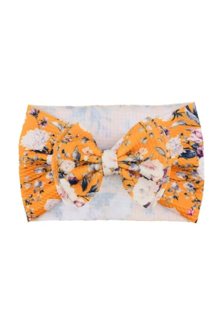 Bentita lata  Model 16 AL 17729 cu fundita cu imprimeu, Fete, Textil, 6-12 luni, Multicolor