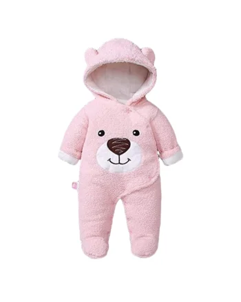 Combinezon  Plusat - Teddy, Bumbac, Crem, Roz