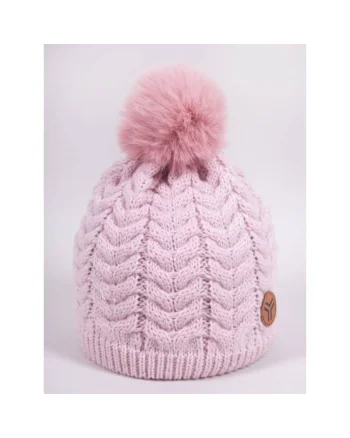 Fes De Iarna Pentru Fetite Cu Pompon si Logo, Roz, Roz, Uni, Bumbac, Acril, Fete, Roz, Roz