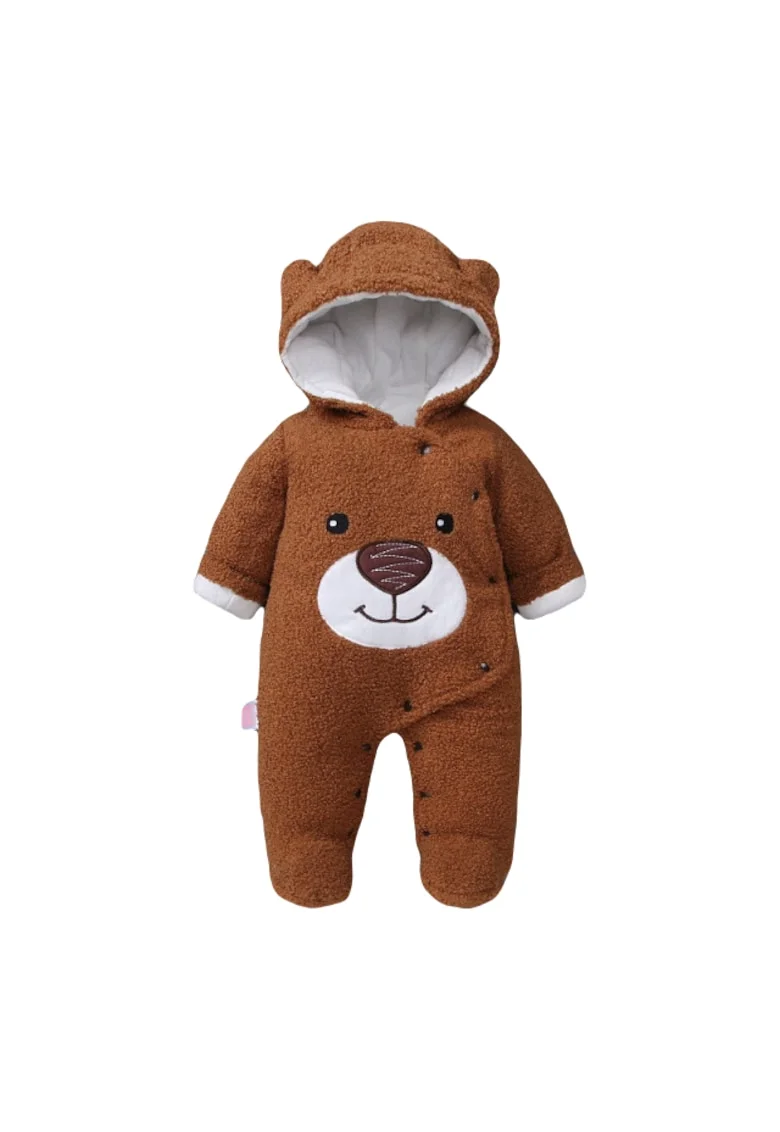 Combinezon  Plusat - Teddy, Bumbac, Crem, Maro