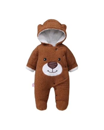 Combinezon  Plusat - Teddy, Bumbac, Crem, Maro