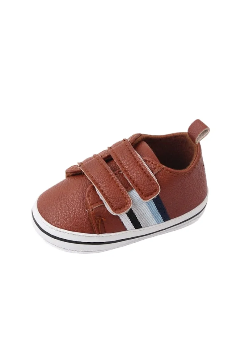 Pantofi Sport  Model Snoozy, Piele ecologica, Baieti, Velcro, Maro