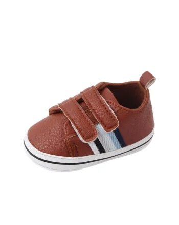 Pantofi Sport  Model Snoozy, Piele ecologica, Baieti, Velcro, Maro
