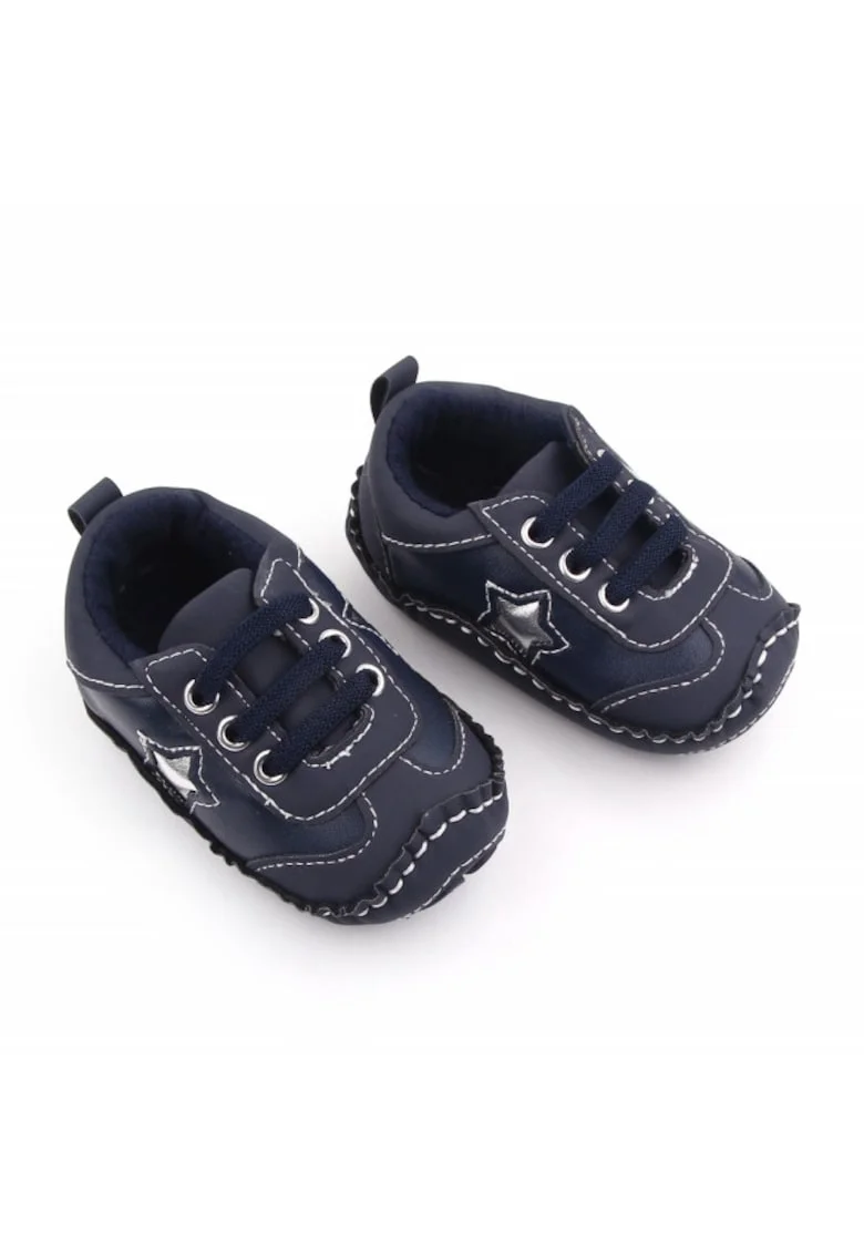 Pantofi Sport  Cu Steluta Argintie, Textil, Baieti, Siret, Bleumarin, Bleumarin