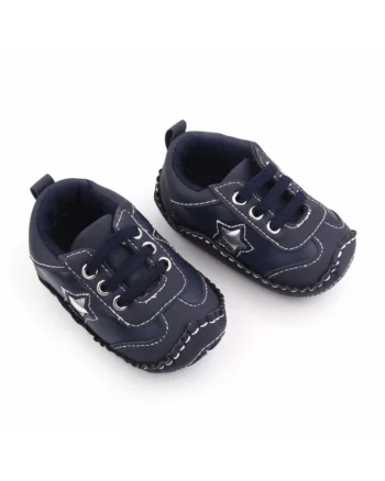 Pantofi Sport  Cu Steluta Argintie, Textil, Baieti, Siret, Bleumarin, Bleumarin
