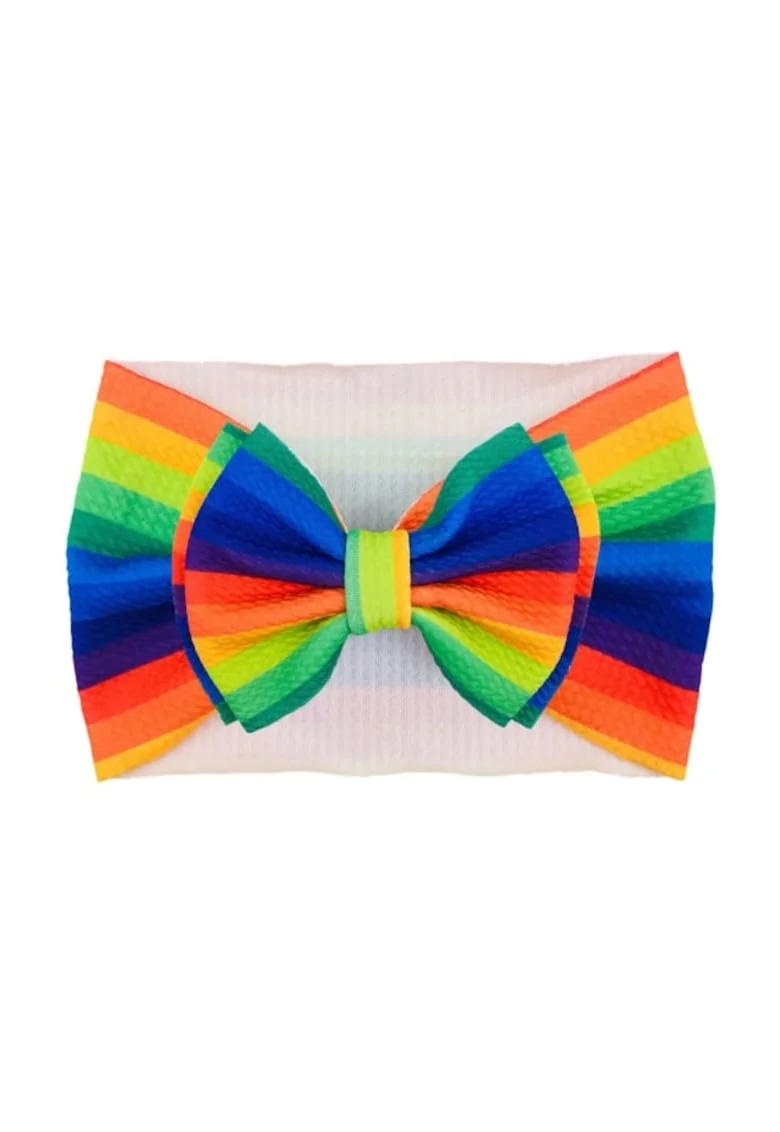 Bentita lata  Model 27 AL 17910 cu fundita cu imprimeu, Fete, Textil, 6-12 luni, Multicolor