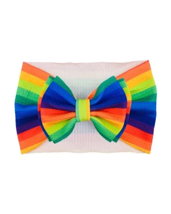 Bentita lata  Model 27 AL 17910 cu fundita cu imprimeu, Fete, Textil, 6-12 luni, Multicolor