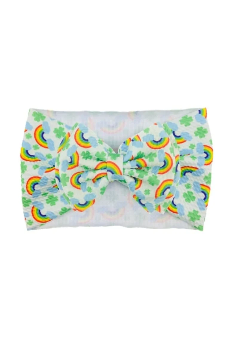 Bentita lata  Model 13 AL 17729 cu fundita cu imprimeu, Fete, Textil, 6-12 luni, Multicolor