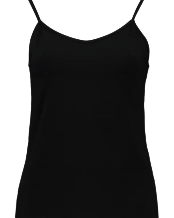 Top slim fit cu bretele subtiri, Negru