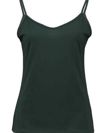 Top slim fit cu bretele subtiri, Verde inchis
