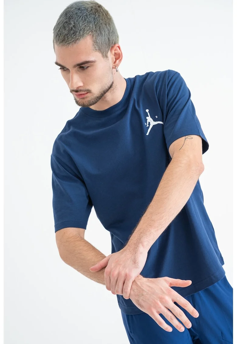 Tricou cu imprimeu logo, pentru baschet, Albastru inchis