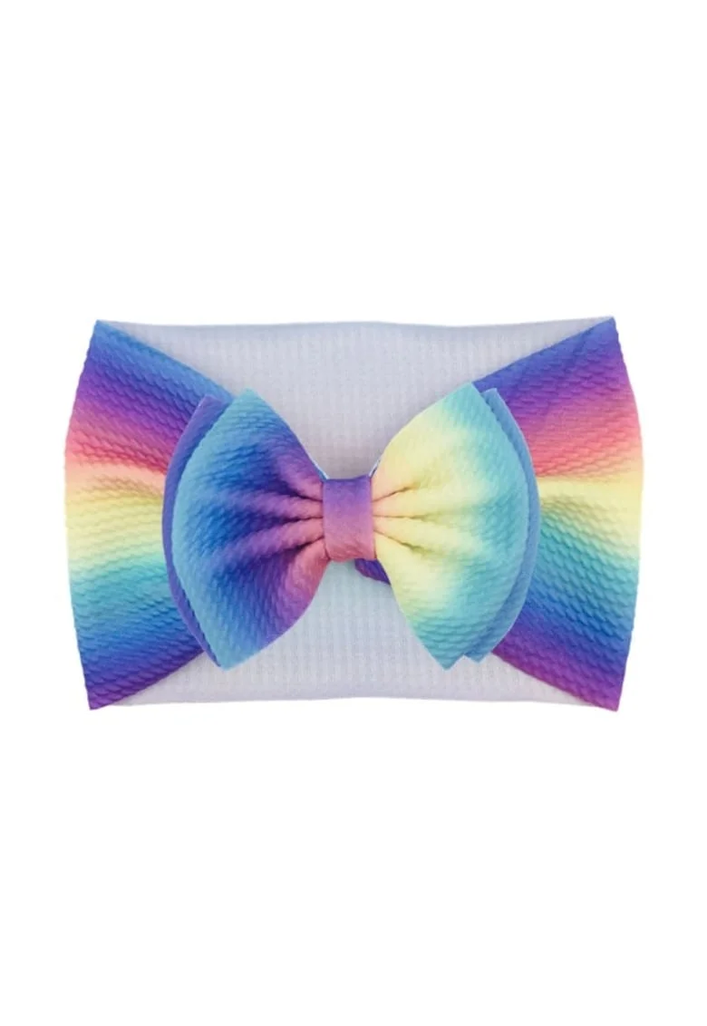 Bentita lata  Model 11 AL 17729 cu fundita cu imprimeu, Fete, Textil, 6-12 luni, Multicolor