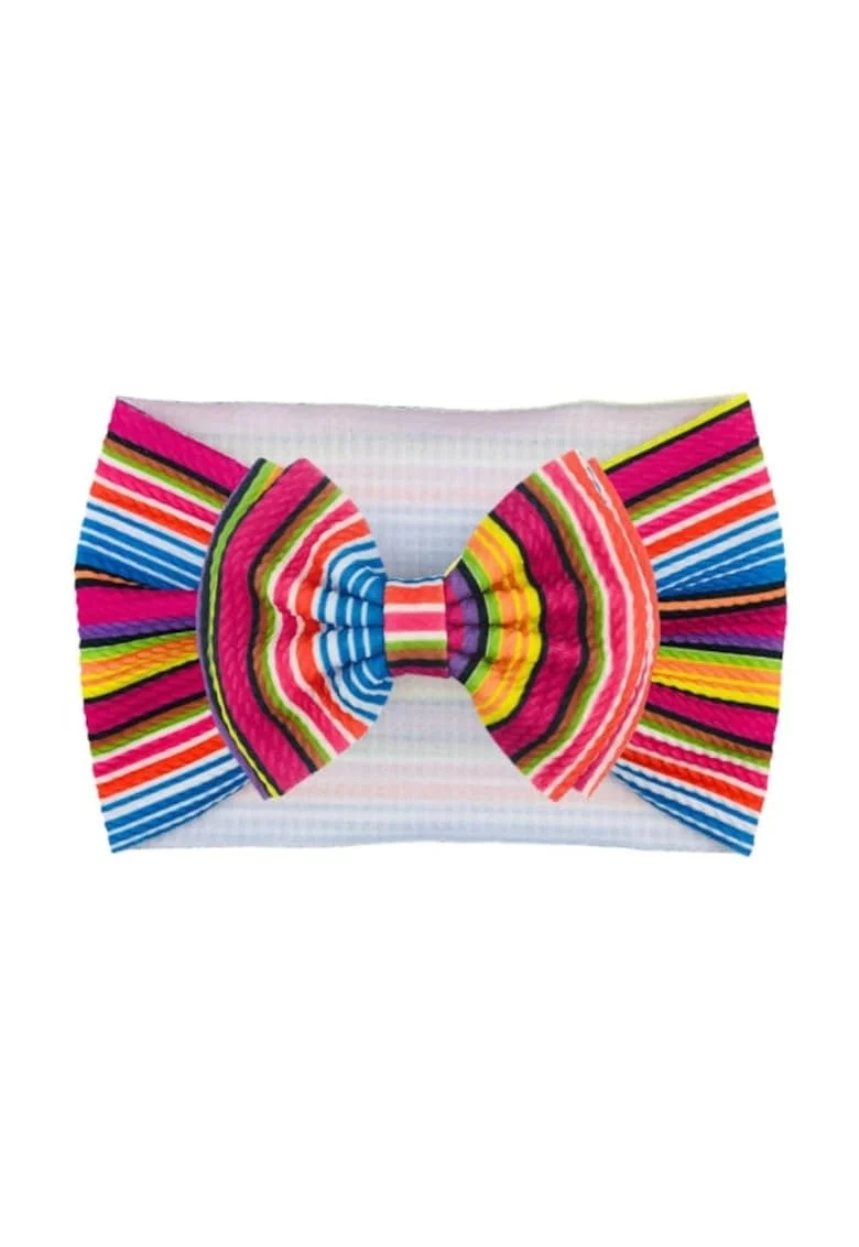 Bentita lata  Model 12 AL 17729 cu fundita cu imprimeu, Fete, Textil, 6-12 luni, Multicolor