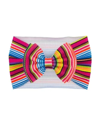 Bentita lata  Model 12 AL 17729 cu fundita cu imprimeu, Fete, Textil, 6-12 luni, Multicolor