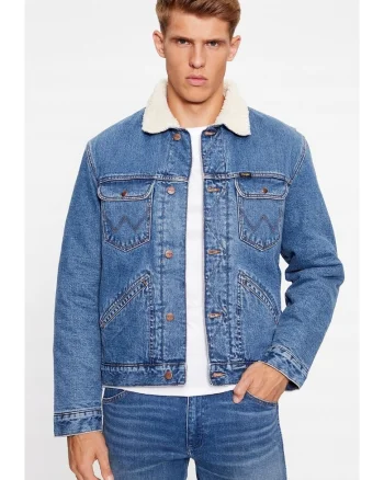 Geaca denim barbati  124MJ Sherpa, croiala regulata, albastra, 100% bumbac, cu izolatie